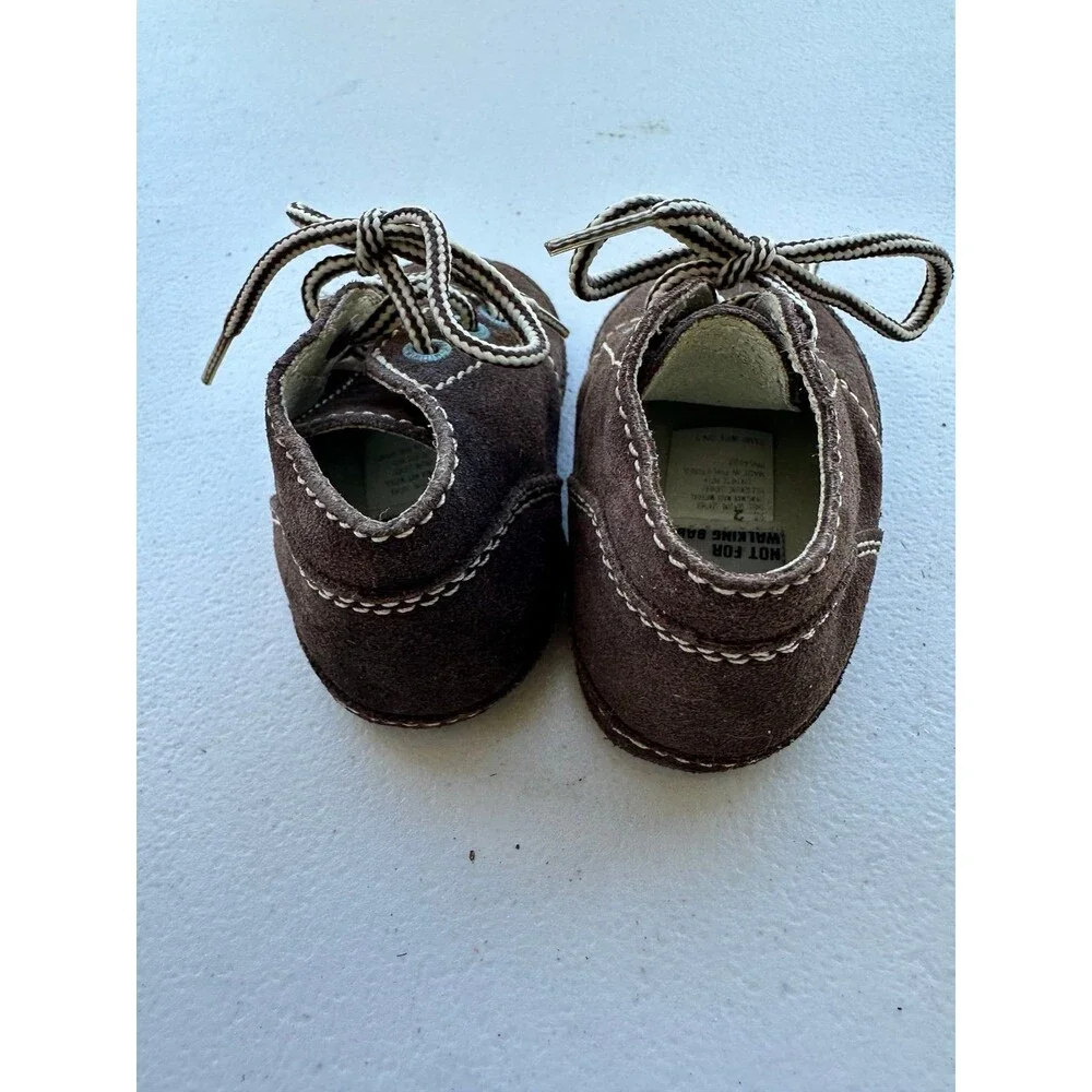 Vintage Baby Gap Crawlers Brown Cow Suede Twill Laces Chukka Ankle Booties 2